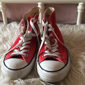 Red high top all star converse